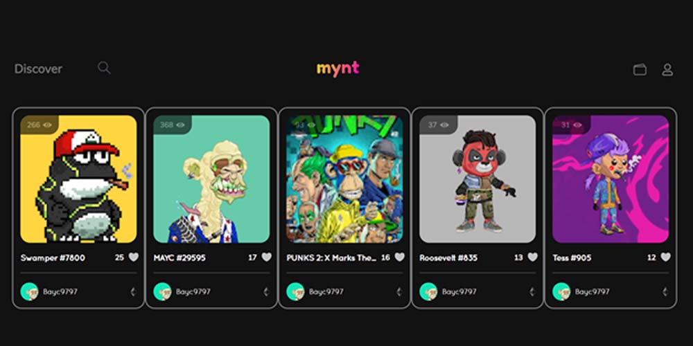 Mynt virtual NFT 2D gallery